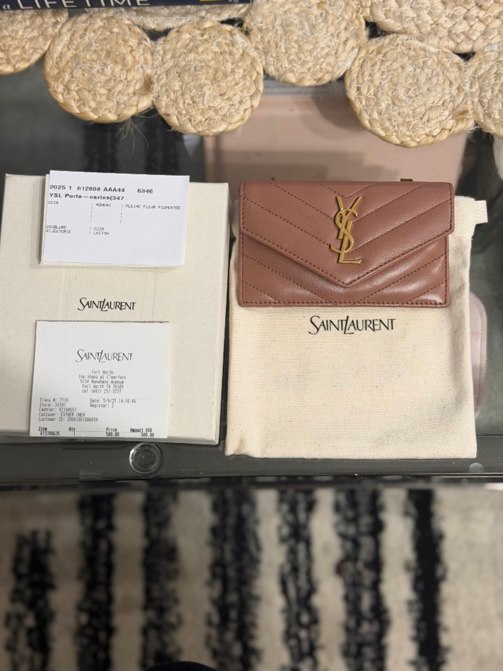 Saint Laurent YSL Flap Card Case Wallet in Barely Pink - Picture 9 of 10